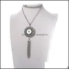 Подвесные ожерелья Noosa Snap Dewelry Vintage Clortal Crystal Tassel Countrace Кнопка с цепями подходит 18 мм для доставки капли Dhied