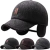 Beretten retro winter pluche dikke oorbeveiliging honkbal caps voor mannen buiten koud warme papa hoed verstelbaar met oorbomen ontwerp