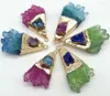 Hanger kettingen titanium kristal druzy kwarts geode steen onregelmatige vorm ketting punt genezing diy sieraden maken 6pcs