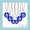 Anhänger Halsketten Evil Eye Halskette Glas Leder Seil Kette Türkisch Schützen Glück Für Frauen Männer Drop Lieferung Schmuck Anhänger Dhvqr