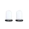 Vases 2Pcs 7x12cm Clear Glass Cover Landscape Vase Terrarium Container Flower Holder Dome For Xmas Wedding Home Decoration Black