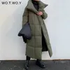 Women's Down Parkas Wotwoy Winter Theinging Xlong Women Widewaisted Loose Cotton Padded Jacket