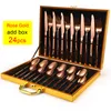 Geschirr-Sets 24 teile/satz Gold Luxus Edelstahl Geschirr Set Löffel Messer Gabel Highend El Restaurant Geschenk Box