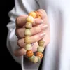 Bangle Natural Colorful Hand Carved Persimmon Bodhi Root Bead Bracelet Buddha Beads Bangles Prayer Wrist JewelryBangle