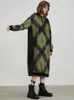 Casual Kleider WINTER 2023 KOLLEKTION Mit Kapuze Lange Lose PU Patchwork Plaid Wolle Kleid Frauen