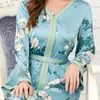 Vêtements ethniques Floral Imprimer Abaya Eid Ramadan Femmes Musulman Maxi Robe Dubaï Turquie Kaftan Islamique Jalabiya Arabe Robe Robe Robe Caftan