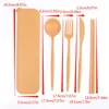 Dinnerware Sets 4PCS/Set Cutlery Spoon Fork Chopsticks With Box Students Portable Tableware Travel Lunch Accessories