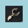 Clip-On Screw Back Leaf Clip Earrings Gold/Sier/Balck Exquisite Gift Ear Cuff Wrap Drop Delivery Jewelry Dh9Yb