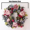 Fleurs décoratives Simulation pivoine couronne rotin guirlande ronde décoration fleur artificielle fausse porte tenture murale ornement