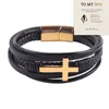 Link Bracelets Classic Style Cross Men Bracelet Multi-Layer Stainless Steel Leather Bangles Magnetic Clasp For Friend Fashion Jewelry Gift