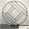 Decorazione per feste Matrimonio con diamanti Arco Mariage Fondale in ferro battuto Anello creativo Cornice geometrica Stand Sn Stage Background Drop Del Dhjdw