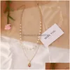 Pendant Necklaces Fashion Jewelry Double Layer Chain Necklace Faux Pearl Beads Charm Drop Delivery Pendants Dh7Uy