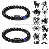 Beaded 12 Zodiac Signs Bracelet Stone Beads Couple Bracelets Cancer Leo Virgo Libra Best Friend Constellation For Men Women 135 J2 D Dh9Bk