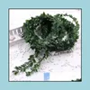 Party Decoration 3.75M 150Inch/Pcs Silk Garland Green Leaf Iron Wire Artificial Flower Vine Rattan For Wedding Car Diy Wreath Flower Otjpw