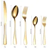 Учетные наборы посуды с трансграничным снабжением 1010 набор посуды из нержавеющей стали из 20 предметов из 5 частей Creative Western Steak Fork Fork Spoon Gold
