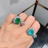 Cluster Anneaux Megin D Argent Rempli Vert Bleu Tourmaline Pierre De Luxe Zircon Vintage Boho Pour Les Femmes De Mariage Couple Cadeau Bijoux