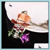 Pendant Necklaces Gothic Antique Necklace Everyday Jewelry Rose Flower Skl Enamel Crystals Drop Delivery Pendants Dhlup