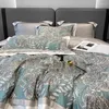 Set di biancheria da letto Luxury 1000TC Cotone egiziano Set stampa foglie Copriletto Copripiumino Federe piatte / con angoli