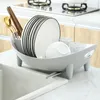 Dish Racks Drying Rack Oval Shaped Drainer with Utensil Holder Plate Bowl Cutlery Storage Container Vegetable Basket 230111
