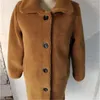 Frauen Pelz Granular Samt Mantel Weibliche Herbst Winter Jacke Mittellange Einreiher Nachahmung Lamm Haar Mäntel Frauen Oberbekleidung