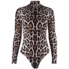 Kvinnors T -skjortor Body Sexig Con Estampado de Leopardo Para Mujer Traje Modelado Primavera Manga Larga Cuello Largo Ajustado 2023