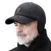 Beretten retro winter pluche dikke oorbeveiliging honkbal caps voor mannen buiten koud warme papa hoed verstelbaar met oorbomen ontwerp
