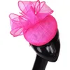 Bérets 4 couches Sinamay Fascinator Chapeau Avec Clip Plume Cheveux Femmes Cocktail Tea Party Accessoires Dames Événement Chapeaux 230112