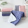 Towel 34x76cm Gauze Cotton Simple Plaid Soft Water Absorbent Double-Sided Terry Bathroom Family Hand