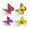 Adesivi a parete LED 3D Butterfly Night Light Light Light decalcomania Decorazione Sticker decorazione casa Destina di scrivania Disput Drop Delivery Garden Otthy