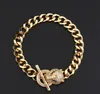 Panthere Gliederkettenarmband Hip Hop VIntage Goldfarbe Micro Zirkon Leopardenkopf Kuba Damen