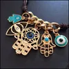 Braccialetti con ciondoli Bracciale Mano di Hamsa Perline a forma di cuore Psera turchi Blu Malocchio Consegna gioielli Dhend