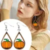 Hoop Earrings Fall Pumpkin Cute Earring Hollow Water Drop Wood Eearrings