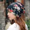 Berets LJCUIYAO Autumn Flower Skullies Women Beanies Vintage Design Dual-use Hats For Ladies Fashion Scarf Spring