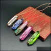 H￤nghalsband handvitt Colorf Crystal Stone Necklace Column Tree of Life Drop Delivery Jewelry Pendants DHDGX