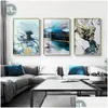 Paintings Abstract Watercolor River Golden Lines Wall Poster Print Modern Canvas Painting Art Living Room Decoration Pictures Home D Dh3Gb