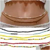 Belly Chains Bohemian Fashion Jewelry Candy Color Bikini Beads Belt Waist Drop Delivery Body Dhejt