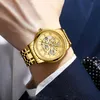 손목 시계 자동 기계식 시계 스포츠 남성 시계 남성용 남성용 수컷 시계 손목 시계 골격 reelogio masculino 패션 선물