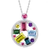 Naszyjniki wisiorek Ricki kolorowy klejnot okrągły duże dławiki kryształowy naszyjnik dla kobiet dziewczęta vintage biżuteria hurtowa prezent zy020