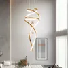 Lampes suspendues en spirale modernes Long Golden American Luxury Escaliers Way Suspension Luminaires Européenne Grande Lampe Suspendue Maison Hôtel Villa LOFT Hôtel Hall Droplight