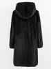 Women's Fur Faux Nerazzurri Winter Long Black Thick Warm Fluffy Mink Coat Women with Hood Big Size Luxury Outerwear 4xl 5xl 6xl 7xl 230112