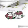 Pinos broches rosa liga de flores desenho animado criativo letra feminista letra pinos de esmalte de pintura de pintura para meninas camisa jejeira camisa dhcni