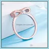 Med sidorstenar Bow Ring Micro Inlay Romantic FL Cubic Zirconia Party Jewelry Gift Sier Rings Drop Delivery Dhyhb