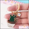 Party Favor Cactus Keychains Creative Succent Potted Keychain Cartoon Cute Rings Plant Car Key Holder Keys Finder Bag Pendant Keyrin Otqhp