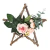 装飾的な花の花輪ガーランド木製5点星人工ローズユーカリの花輪の葉ペンダントホームウォールドアハンギー装飾