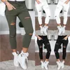 Kvinnor Pants Women Casual Pencil Holes Cotton Ankle-Length byxor Leggings Hole Stretch Black Ripped Jeans Plus Size