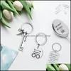 Keychains Lanyards 50Pcs/Lot New Stainless Steel Dad Tools Keychain Grandpa Hammer Screwdriver Keyring Father Day Gifts1 85 W2 Dro Dhe9D