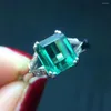 Cluster Rings Fine Jewelry Real 18K White Gold AU750 Natural Green Tourmaline 2.6ct Gemstone Male Brazil Origin For Men Gift