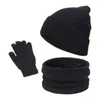 Bérets 3 pièces/ensemble tricoté écharpe chapeau gants Protection des oreilles haute élastique Coldproof ensemble pour Ski