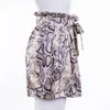 Shorts pour femmes Summer Femmes Taille haute Cravate Ceinture Dungaree Volants Bandage Lâche Snakeskin Casual Dames Mode Vêtements S-XL