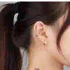 Hoopörhängen 1.8G Feminin Cool Style Simple Ear Buckle 925 Sterling Silver Dragonfly Turquoise 18K Gold Pendant